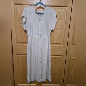 Lucy Paris Cream Midi Dress with Button Detail